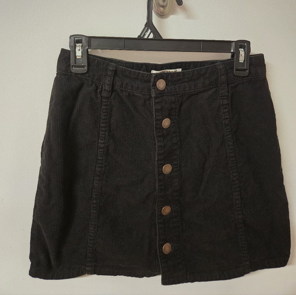 Billabong Black Corduroy Button-Front Skirt